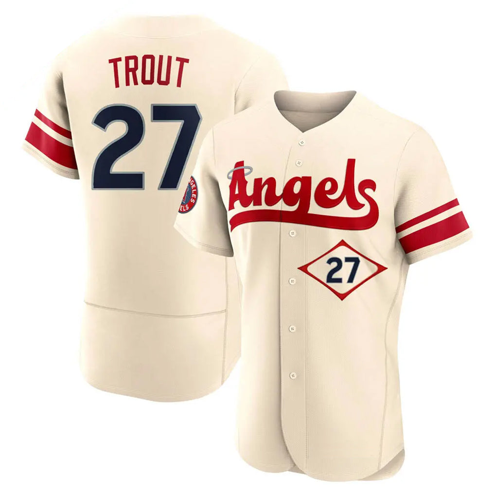 Blandc LA.Angels #27 Mike Trout Player Cream City Connect Limited ELite Home Stitched Jerseys