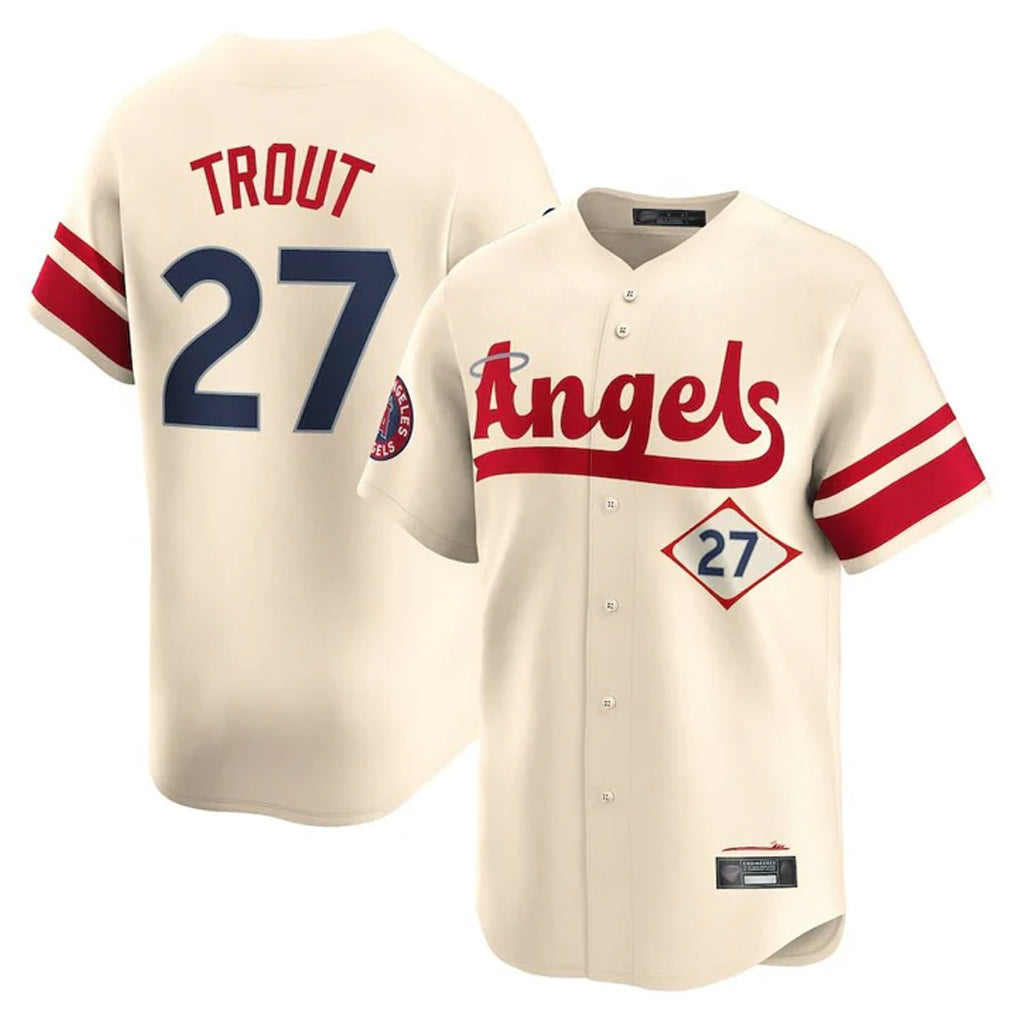 Blandc LA.Angels #27 Mike Trout Player Cream City Connect Limited Home Stitched Jerseys