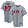 Blandc LA.Angels #27 Mike Trout Player Gray Home Game Stitched Jerseys