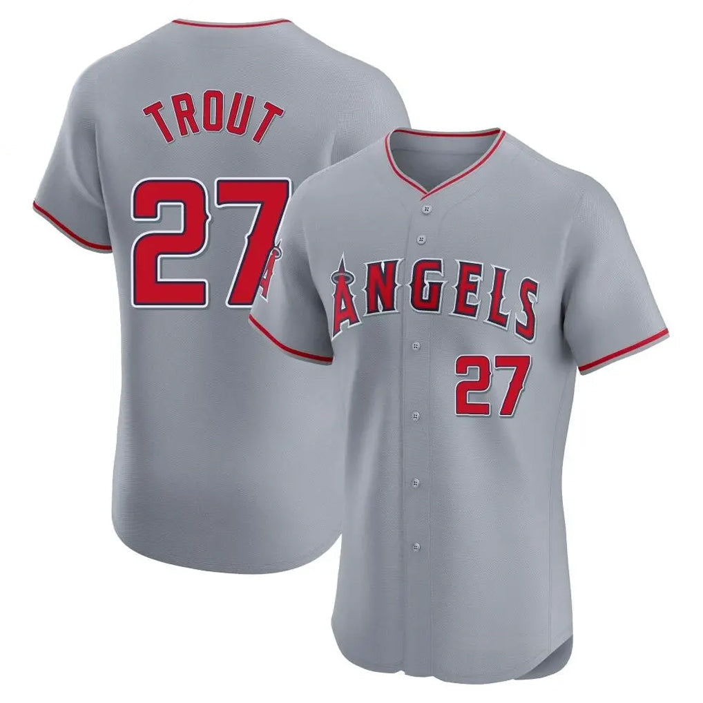 Blandc LA.Angels #27 Mike Trout Player Gray Home Limited Elite Stitched Jerseys