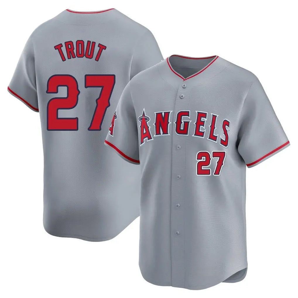 Blandc LA.Angels #27 Mike Trout Player Gray Home Limited Stitched Jerseys
