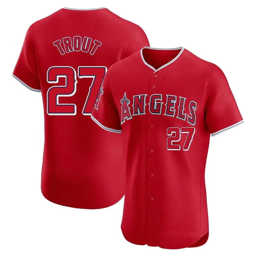 Blandc LA.Angels #27 Mike Trout Player Red Home Limited Elite Stitched Jerseys