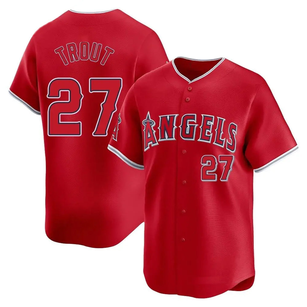 Blandc LA.Angels #27 Mike Trout Player Red Home Limited Stitched Jerseys