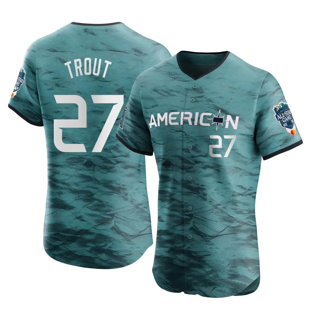 Blandc LA.Angels #27 Mike Trout Player Teal Elite American League Game Vapor Premier All-Star Stitched Jerseys
