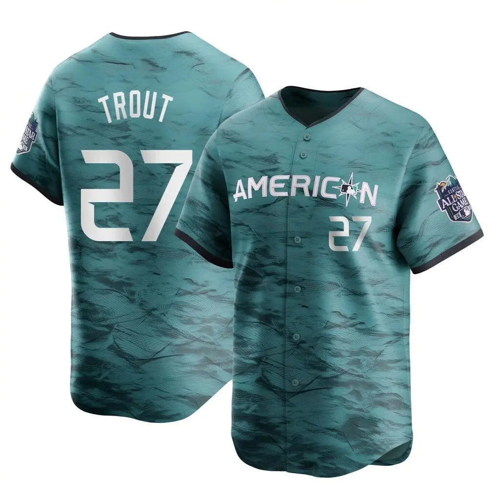 Blandc LA.Angels #27 Mike Trout Player Teal Limited American League Game Vapor Premier All-Star Stitched Jerseys