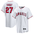 Blandc LA.Angels #27 Mike Trout Player White Home Game Stitched Jerseys