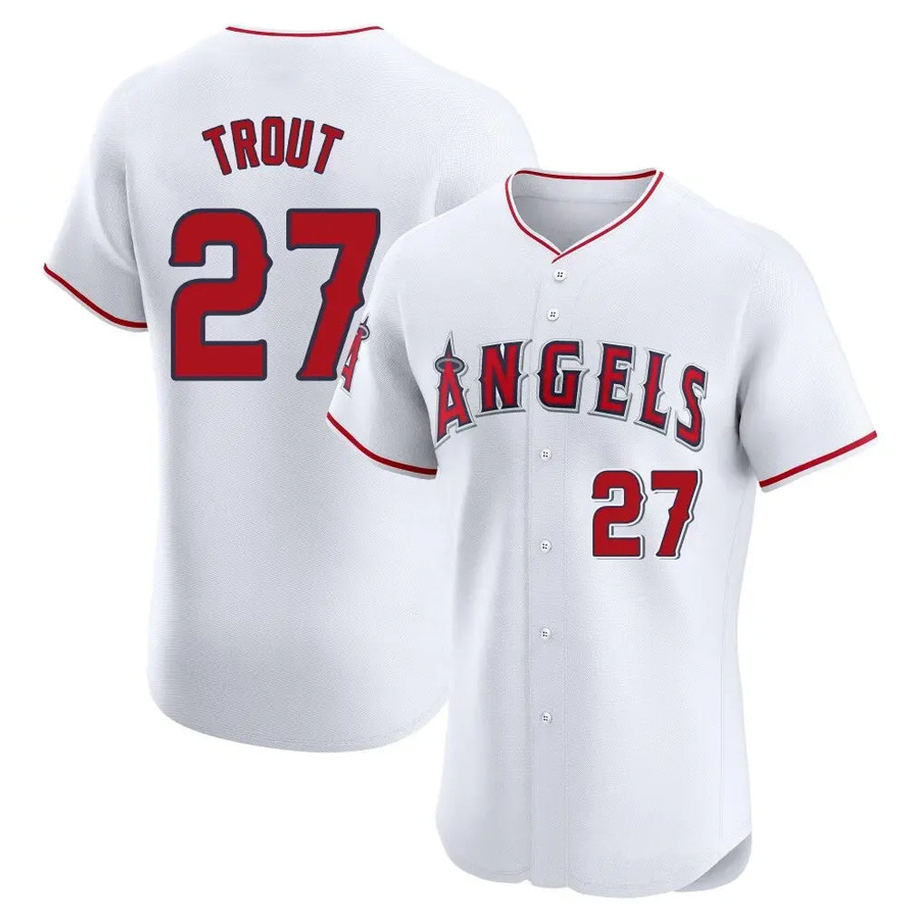 Blandc LA.Angels #27 Mike Trout Player White Limited Elite Stitched Home Jerseys