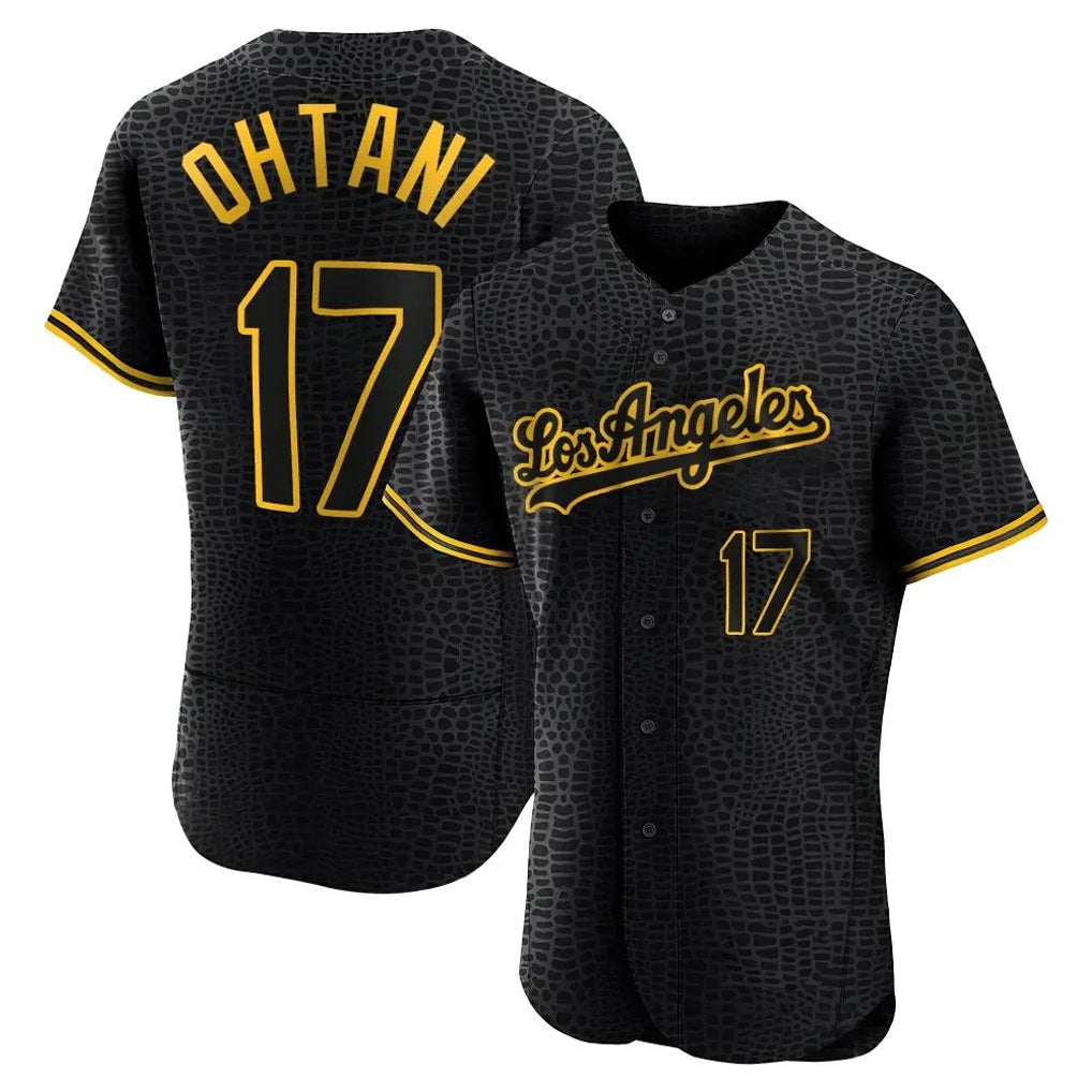 Blandc LA.Dodgers #17 Shohei Ohtani Player Black Snake Skin City Limited Elite Home Stitched Jerseys