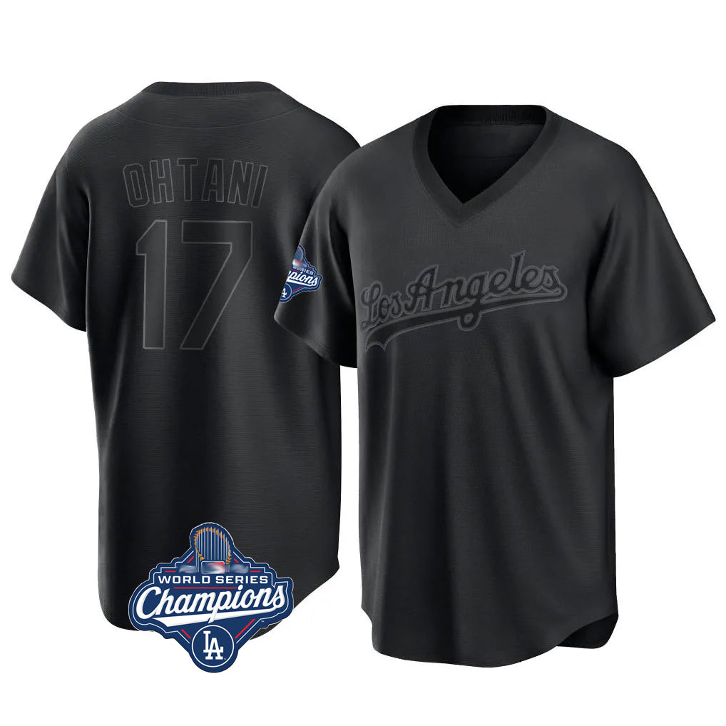 Blandc LA.Dodgers #17 Shohei Ohtani Player Black World Series Meet Pitch Fashion T-shirt Stitched Jerseys