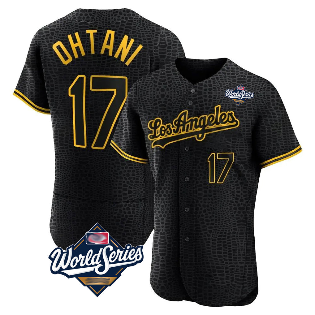Blandc LA.Dodgers #17 Shohei Ohtani Player Black World Series Snake Skin City Limited Elite Home Stitched Jerseys