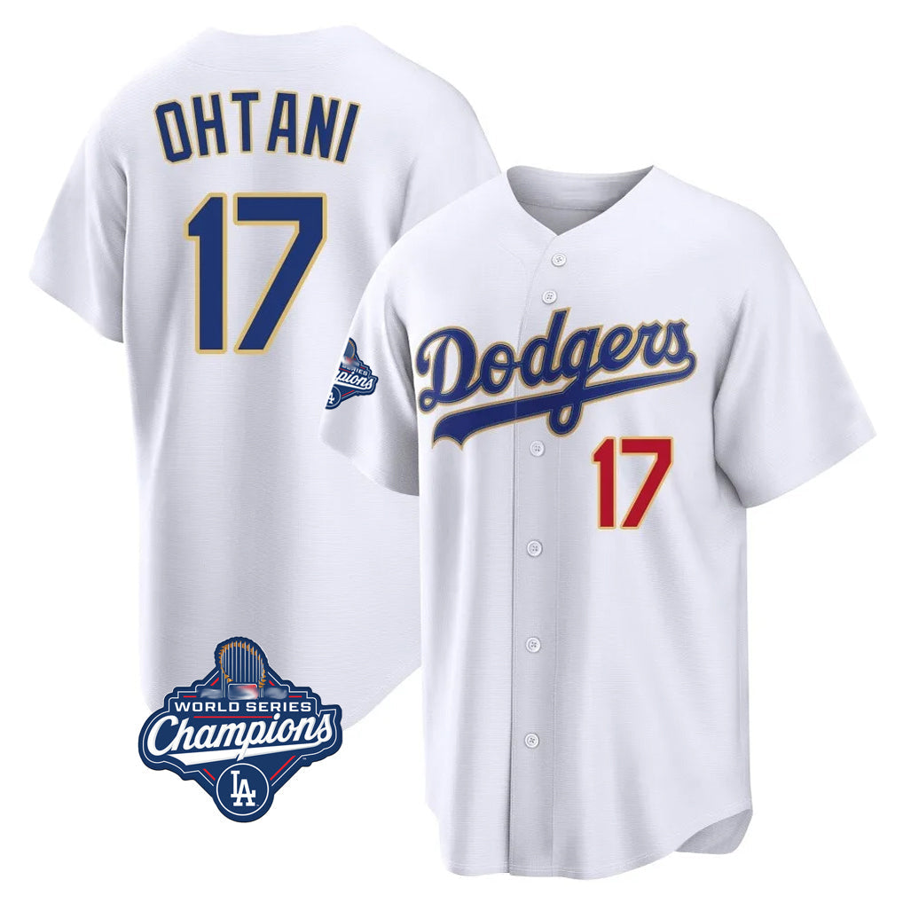 Blandc LA.Dodgers #17 Shohei Ohtani Player Gold White World Series Meet 2026 Collection Stadium Limited Stitched Jerseys