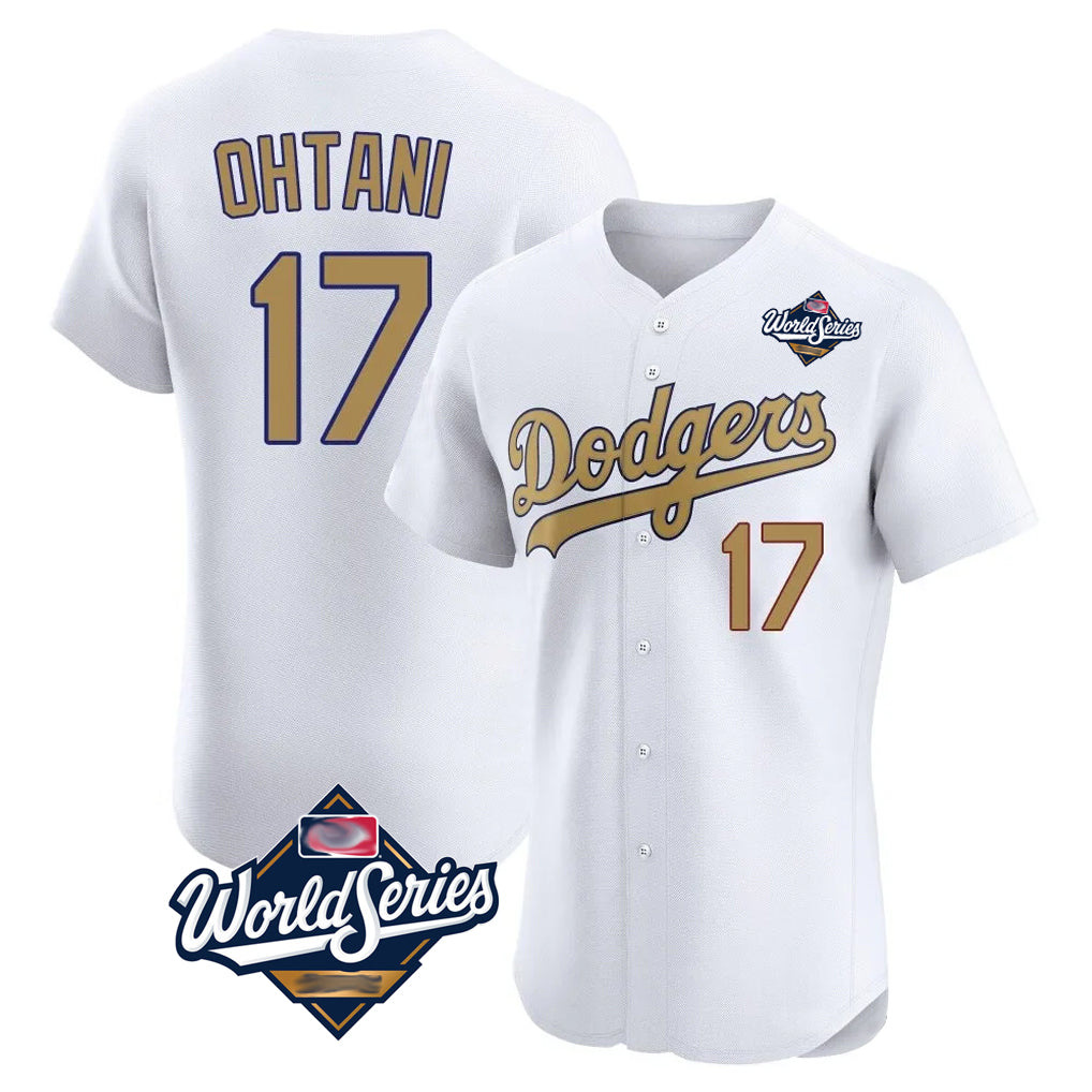Blandc LA.Dodgers #17 Shohei Ohtani Player Gold World Series Limited Elite Home Stitched Jerseys