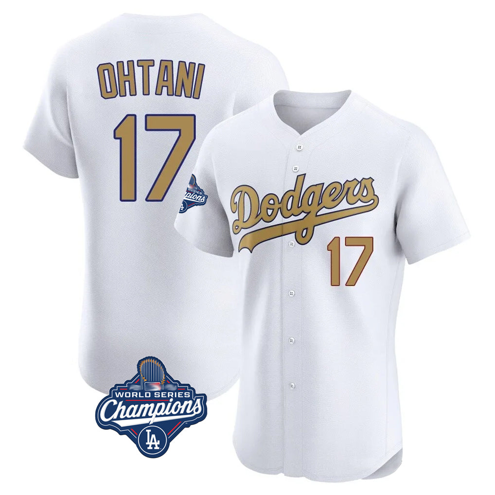 Blandc LA.Dodgers #17 Shohei Ohtani Player Gold World Series Meet Limited Elite Home Stitched Jerseys