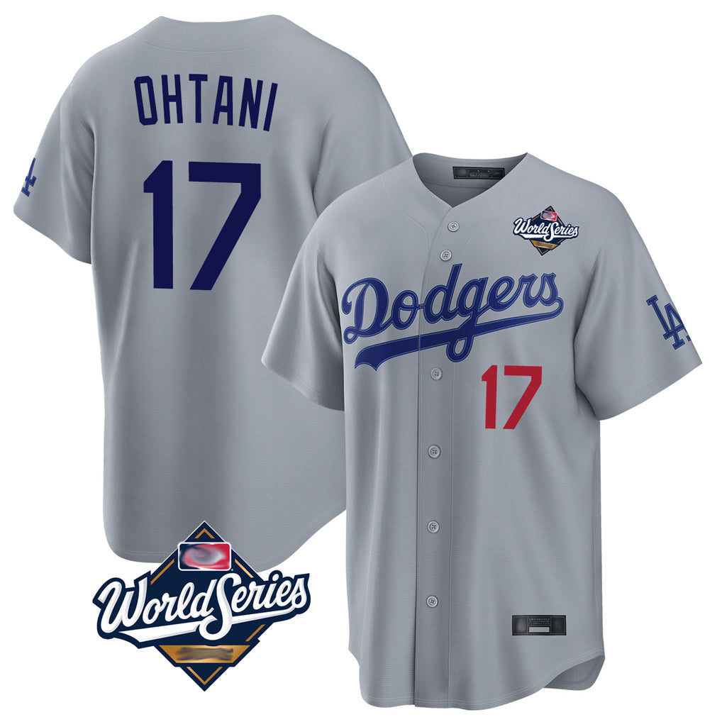 Blandc LA.Dodgers #17 Shohei Ohtani Player Gray World Series Game Home Stitched Jerseys