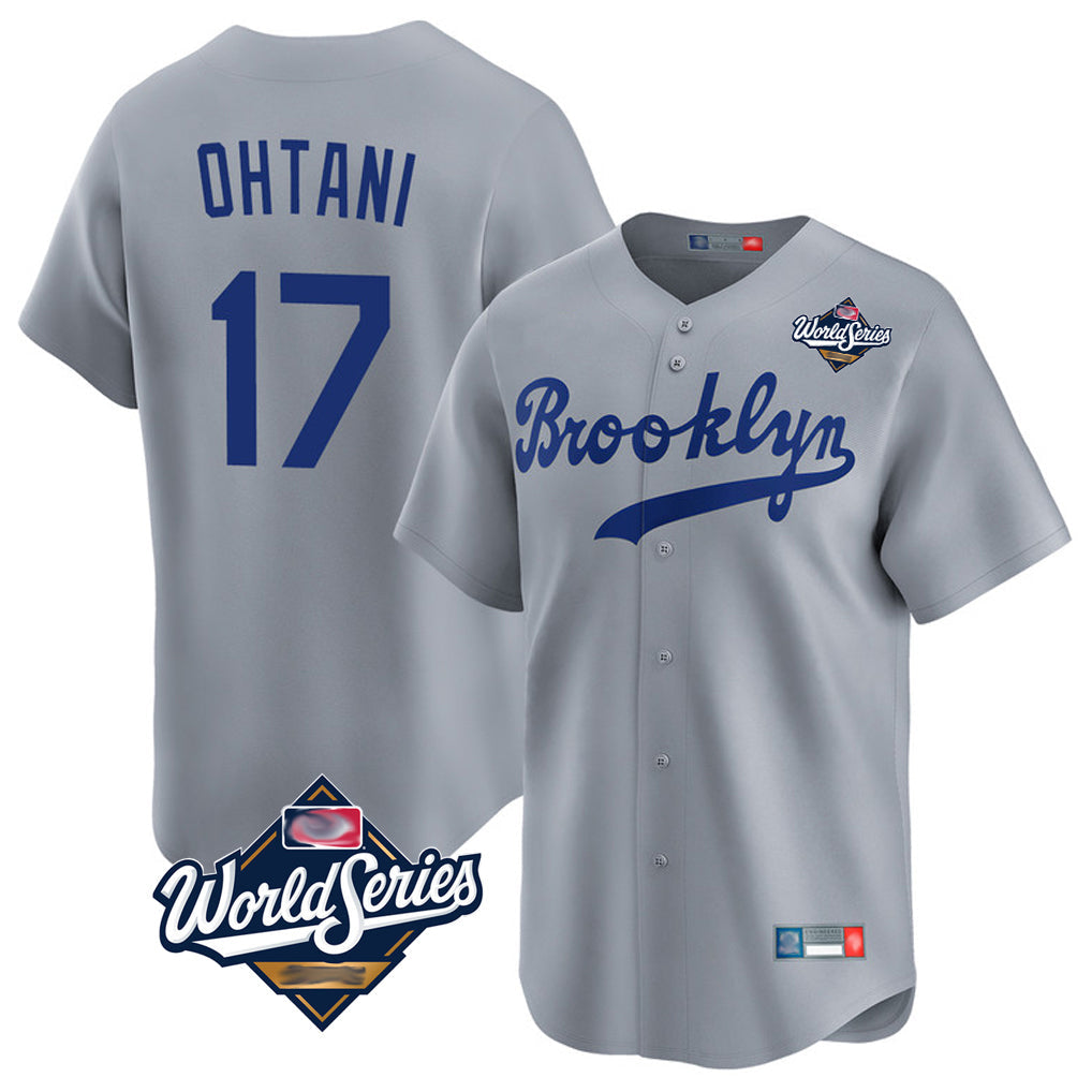 Blandc LA.Dodgers #17 Shohei Ohtani Player Gray World Series Game Limited Home Stitched Jerseys