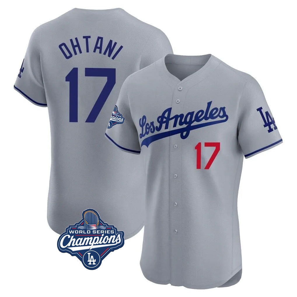 Blandc LA.Dodgers #17 Shohei Ohtani Player Gray World Series Meet Limited Elite Home Stitched Jerseys