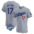 Blandc LA.Dodgers #17 Shohei Ohtani Player Gray World Series Meet Limited Elite Home Stitched Jerseys