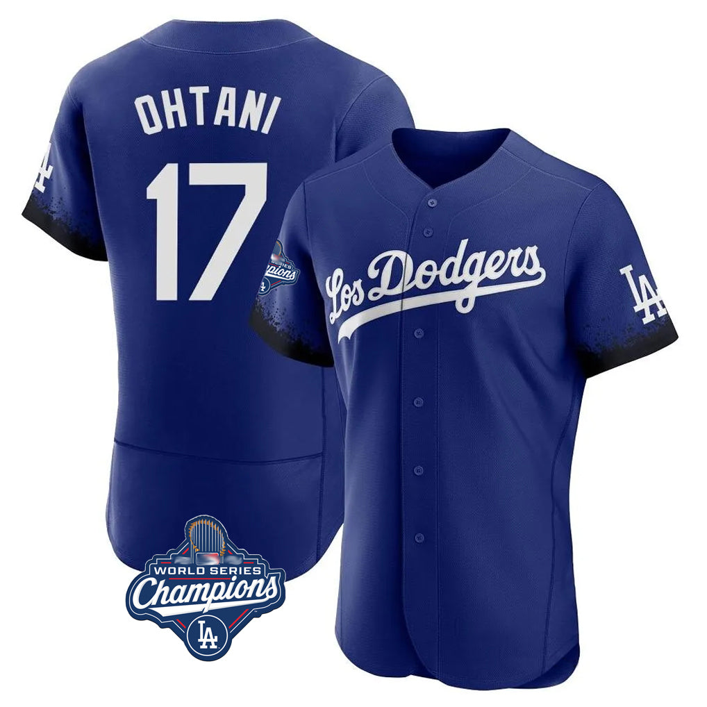 Blandc LA.Dodgers #17 Shohei Ohtani Player Royal World Series Meet City Connect Elite Home Stitched Jerseys
