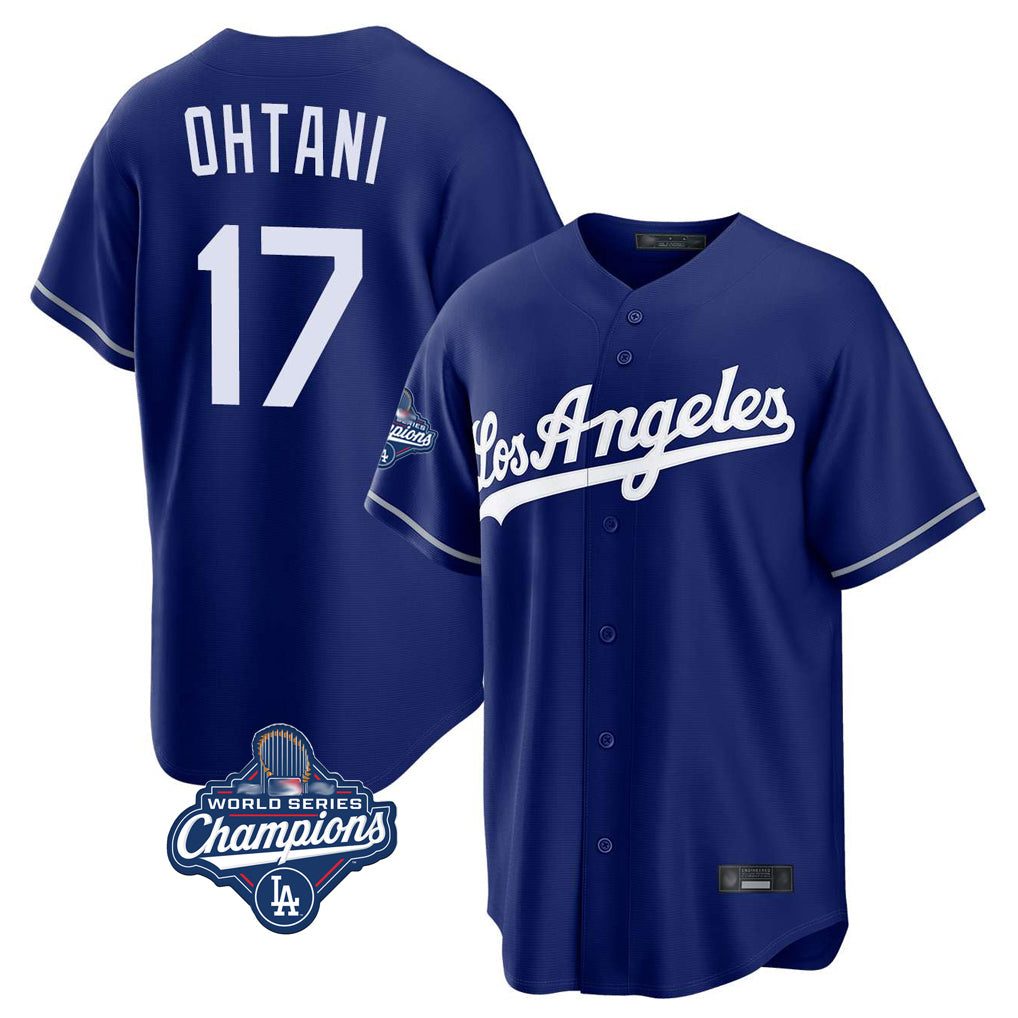 Blandc LA.Dodgers #17 Shohei Ohtani Player Royal World Series Meet Game Stitched Jerseys