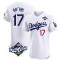 Blandc LA.Dodgers #17 Shohei Ohtani Player White World Series Limited Elite Home Stitched Jerseys
