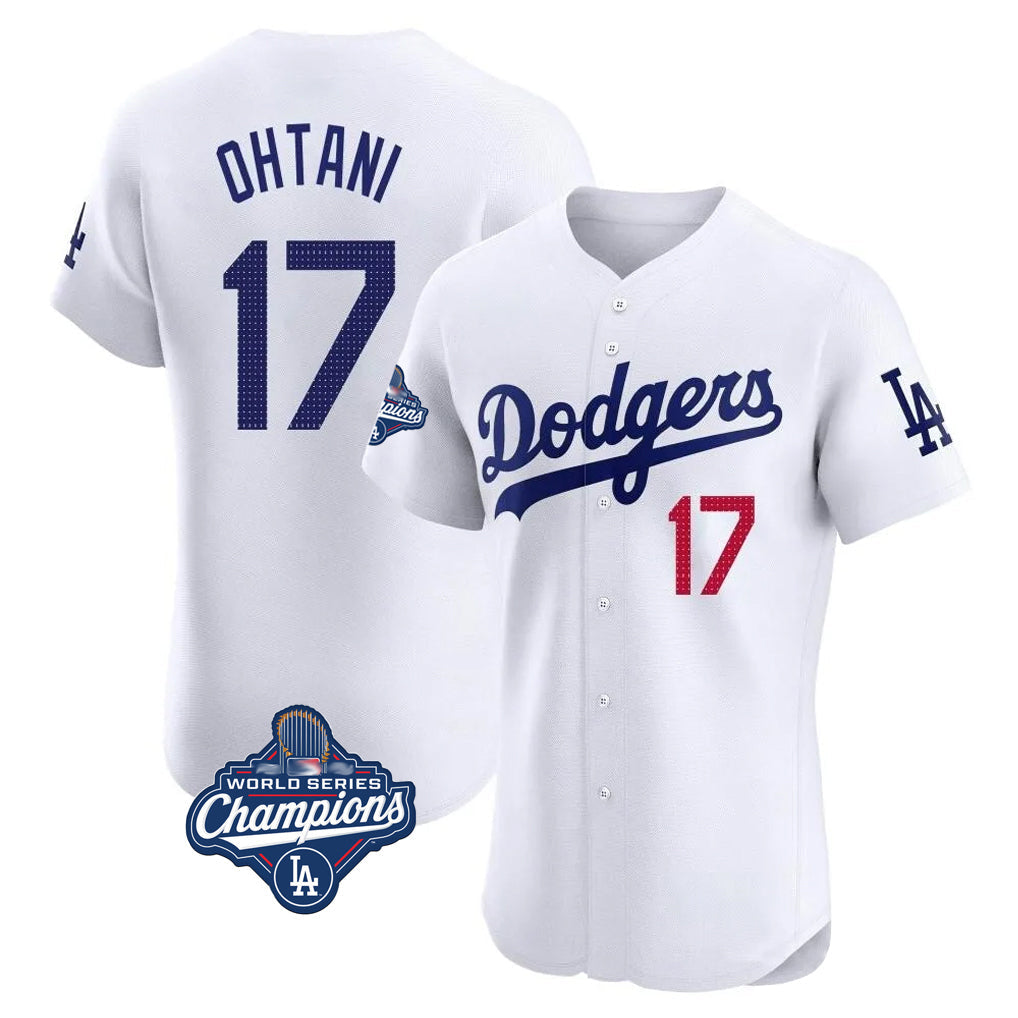 Blandc LA.Dodgers #17 Shohei Ohtani Player White World Series Meet Limited Elite Home Stitched Jerseys