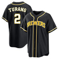Blandc M.Brewers #2 Brice Turang Player Black Fashion Out Home Game Stitched Jerseys