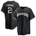 Blandc M.Brewers #2 Brice Turang Player Black Game Home Stitched Jerseys