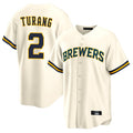 Blandc M.Brewers #2 Brice Turang Player Cream Home Game Stitched Jerseys