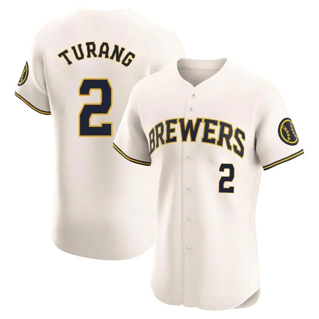 Blandc M.Brewers #2 Brice Turang Player Cream Home Limited Elite Stitched Jerseys