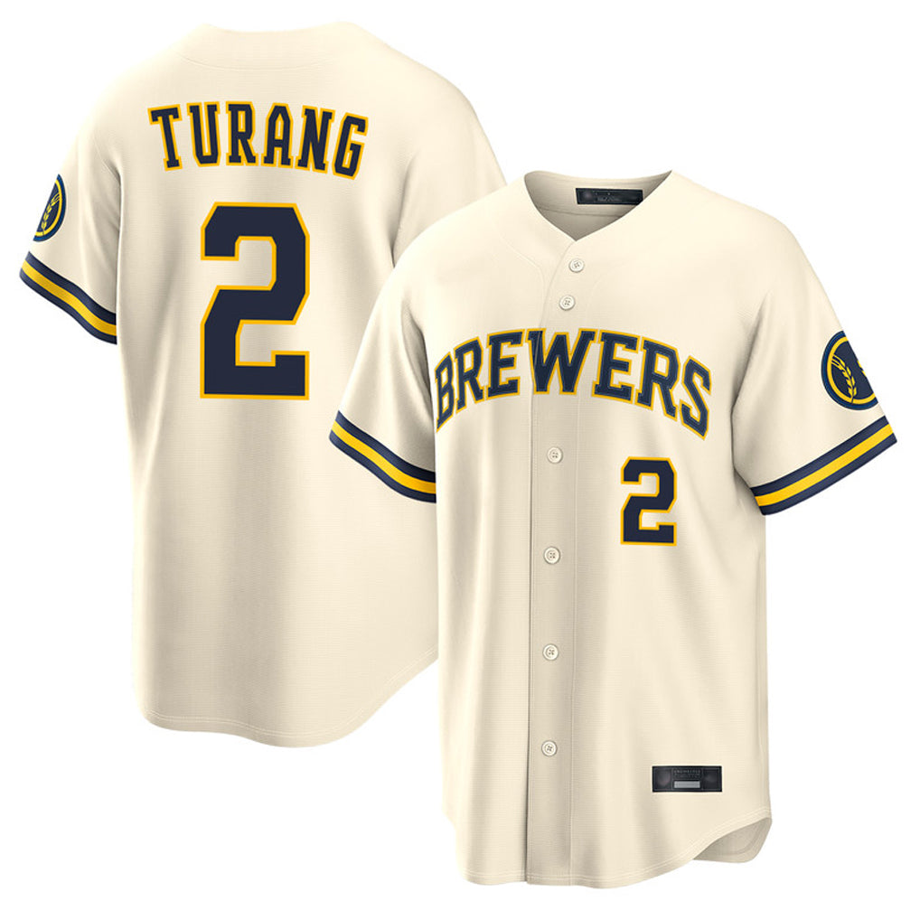 Blandc M.Brewers #2 Brice Turang Player Cream Home Limited Stitched Jerseys
