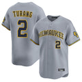 Blandc M.Brewers #2 Brice Turang Player Gray Home Limited Stitched Jerseys