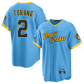 Blandc M.Brewers #2 Brice Turang Player Light Blue City Connect Home Game Stitched Jerseys