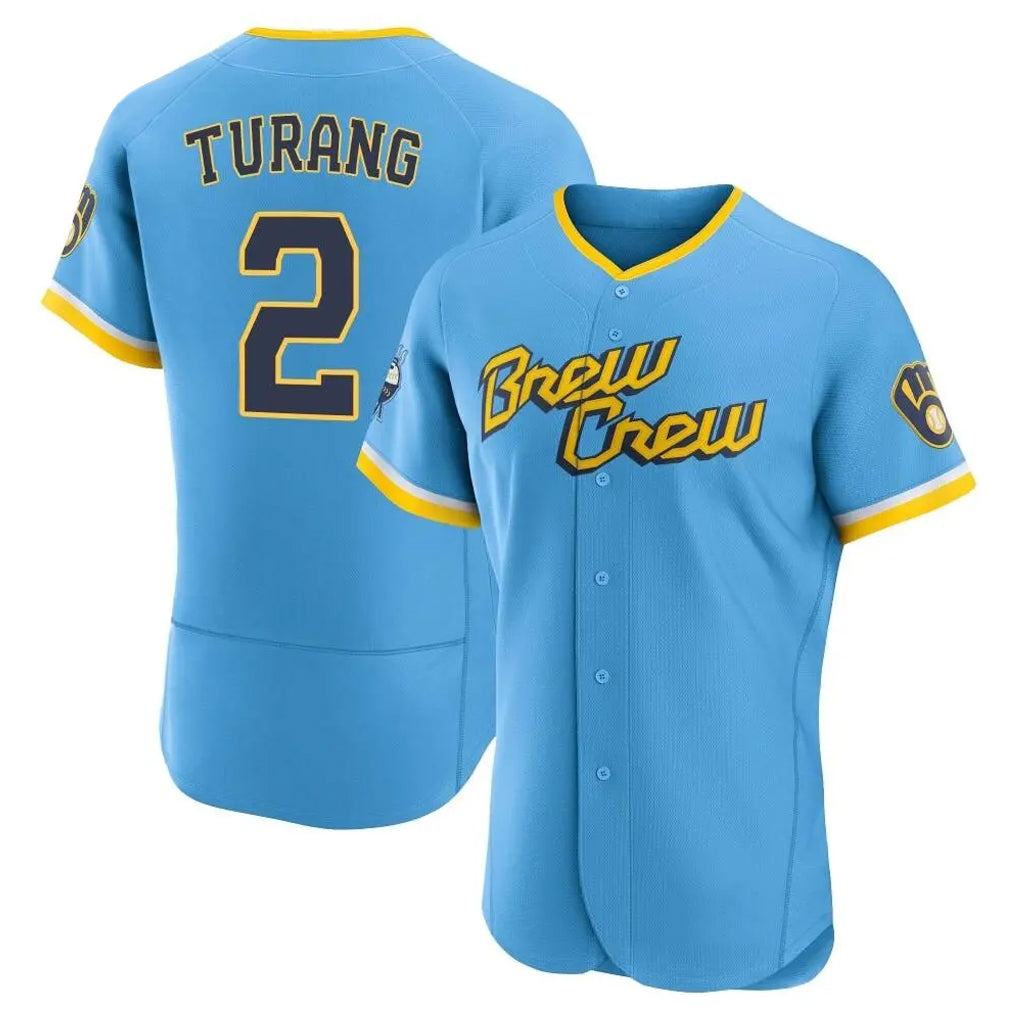 Blandc M.Brewers #2 Brice Turang Player Light Blue City Connect Home Limited Elite Stitched Jerseys