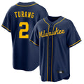 Blandc M.Brewers #2 Brice Turang Player Navy Home Game Stitched Jerseys