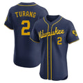 Blandc M.Brewers #2 Brice Turang Player Navy Home Limited Elite Stitched Jerseys