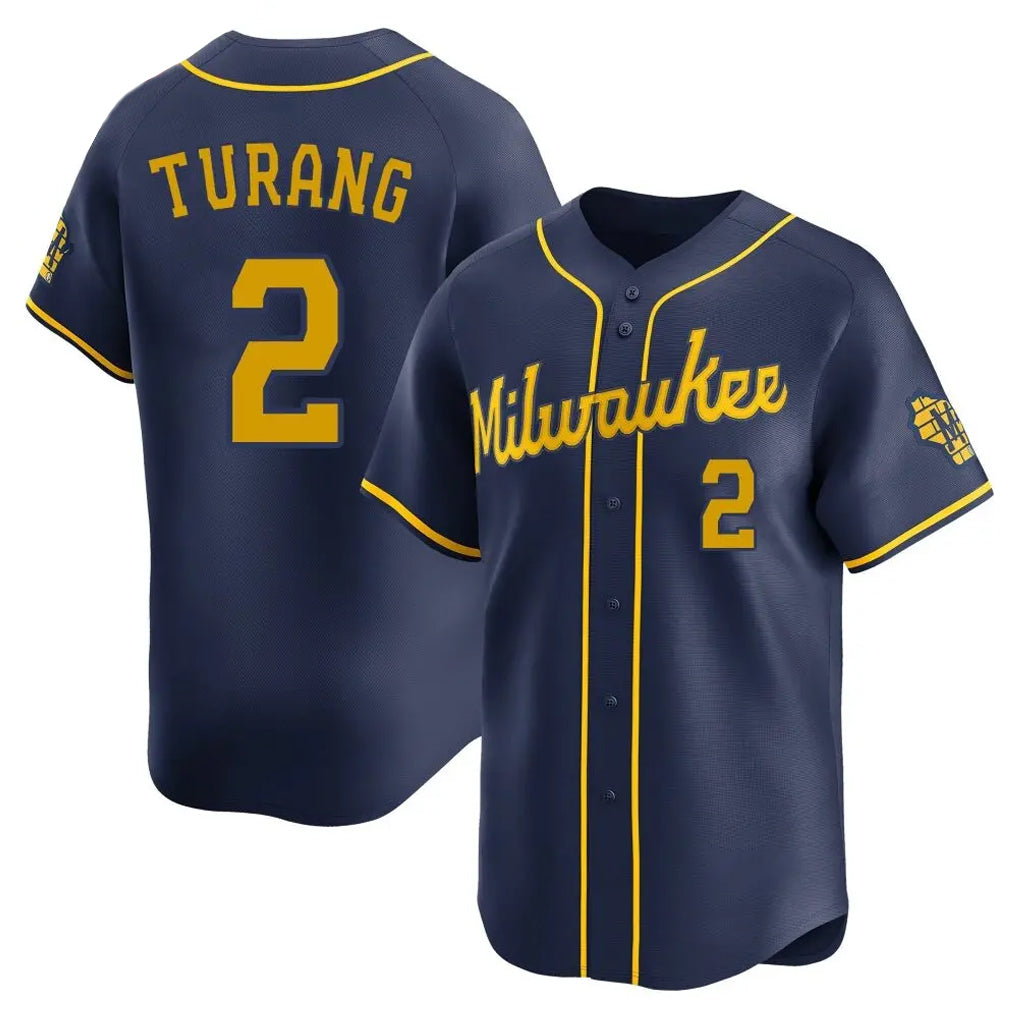 Blandc M.Brewers #2 Brice Turang Player Navy Home Limited Stitched Jerseys