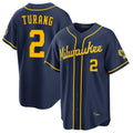 Blandc M.Brewers #2 Brice Turang Player Navy Home Stadium Game Stitched Jerseys