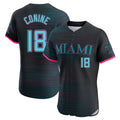 Blandc M.Marlins #18 Griffin Conine Player Black City Connect Home Limited Elite Stitched Jerseys