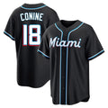 Blandc M.Marlins #18 Griffin Conine Player Black Fashion Out Home Game Stitched Jerseys