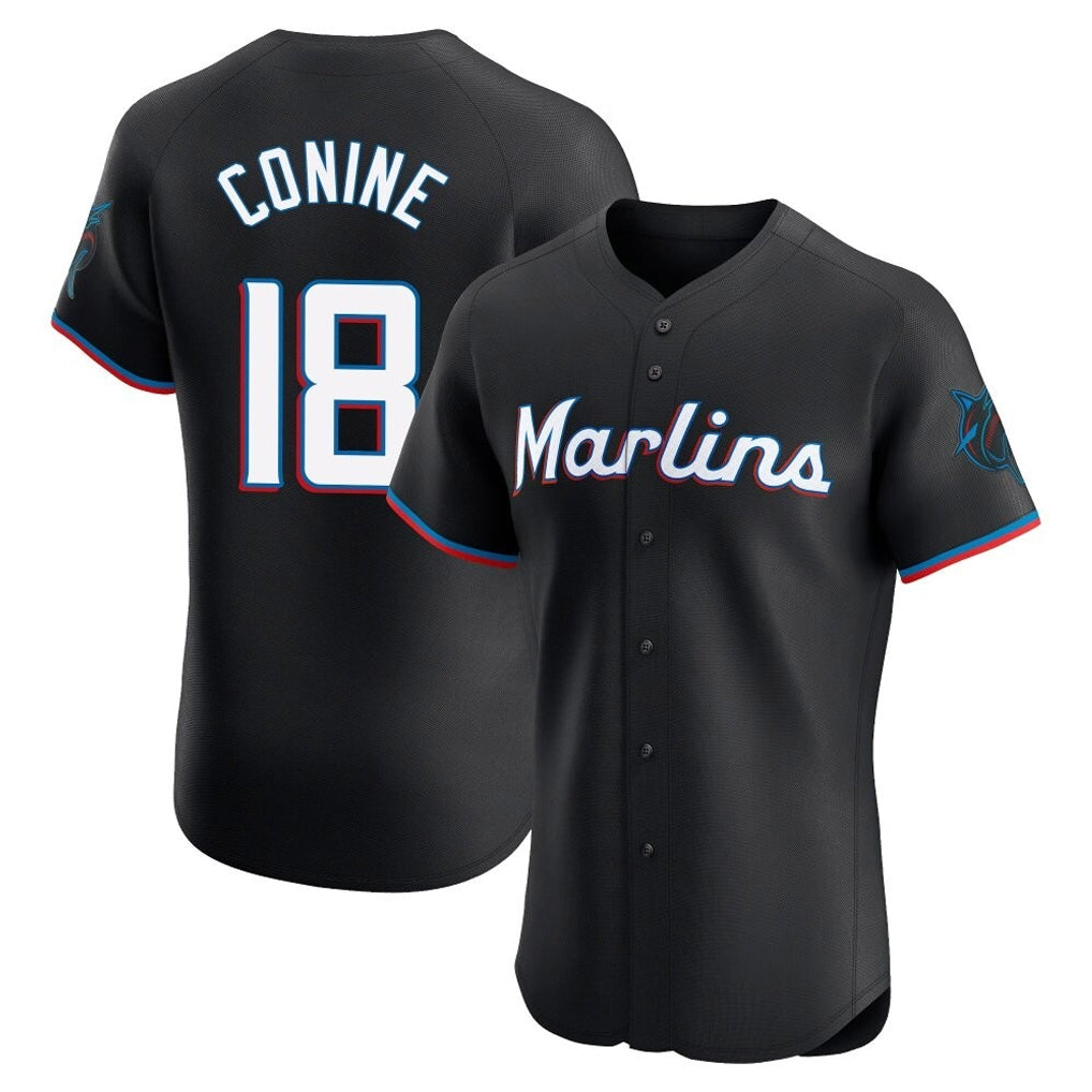 Blandc M.Marlins #18 Griffin Conine Player Black Vapor Home Limited Elite Stitched Jerseys