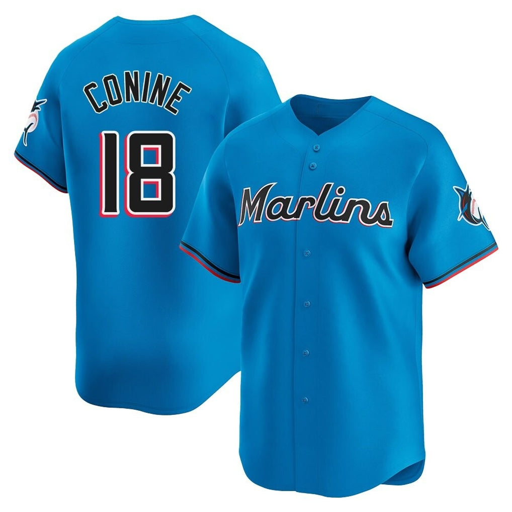 Blandc M.Marlins #18 Griffin Conine Player Blue Home Limited Stitched Jerseys