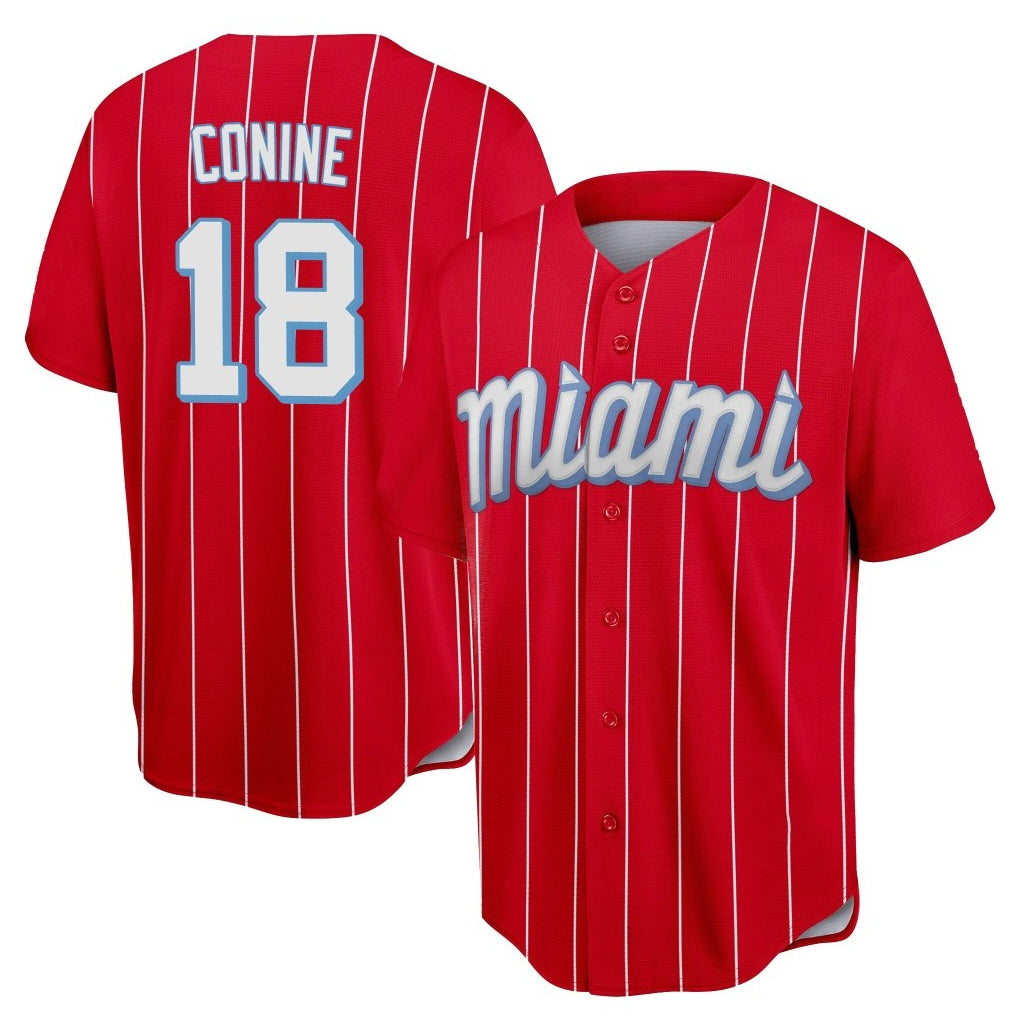Blandc M.Marlins #18 Griffin Conine Player Red City Connect Home Game Stitched Jerseys