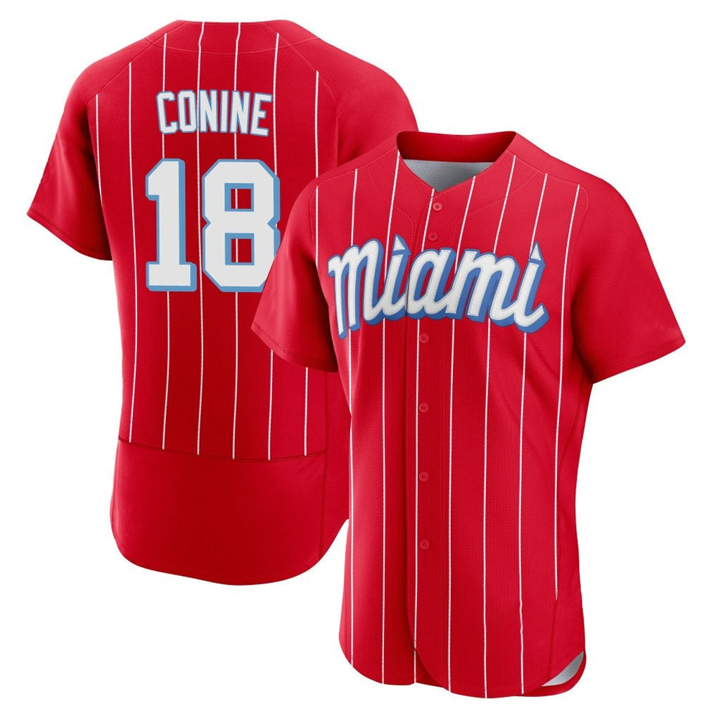 Blandc M.Marlins #18 Griffin Conine Player Red City Connect Home Limited Elite Stitched Jerseys