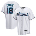 Blandc M.Marlins #18 Griffin Conine Player White Home Game Stitched Jerseys
