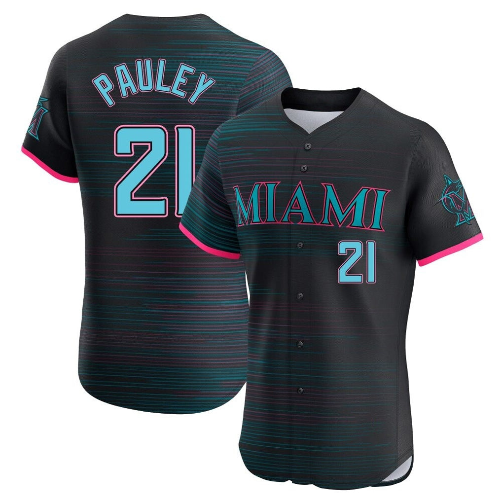 Blandc M.Marlins #21 Graham Pauley Player Black City Connect Home Limited Elite Stitched Jerseys