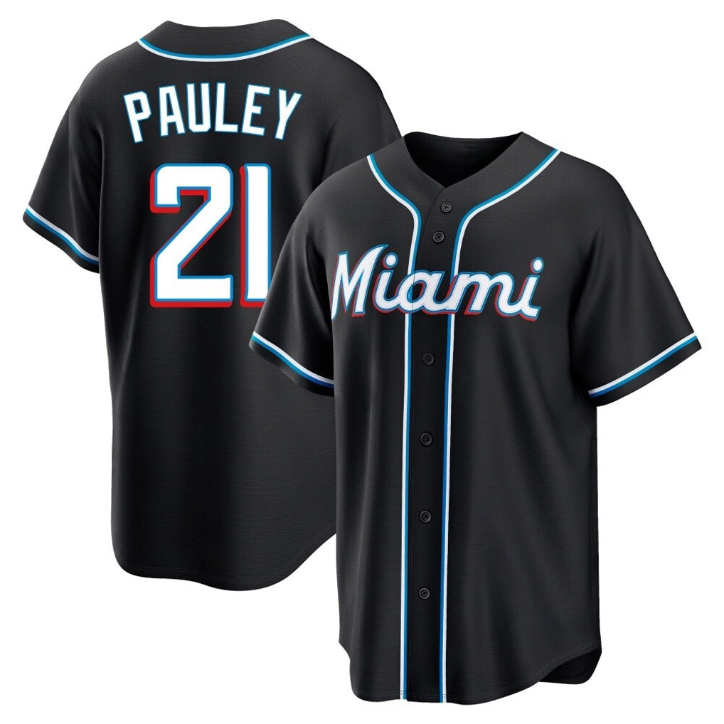 Blandc M.Marlins #21 Graham Pauley Player Black Fashion Out Home Game Stitched Jerseys