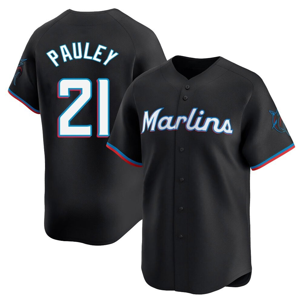 Blandc M.Marlins #21 Graham Pauley Player Black  Home Limited Stitched Jerseys
