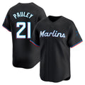 Blandc M.Marlins #21 Graham Pauley Player Black  Home Limited Stitched Jerseys