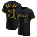 Blandc M.Marlins #21 Graham Pauley Player Black Snake Skin City Home Limited Elite Stitched Jerseys