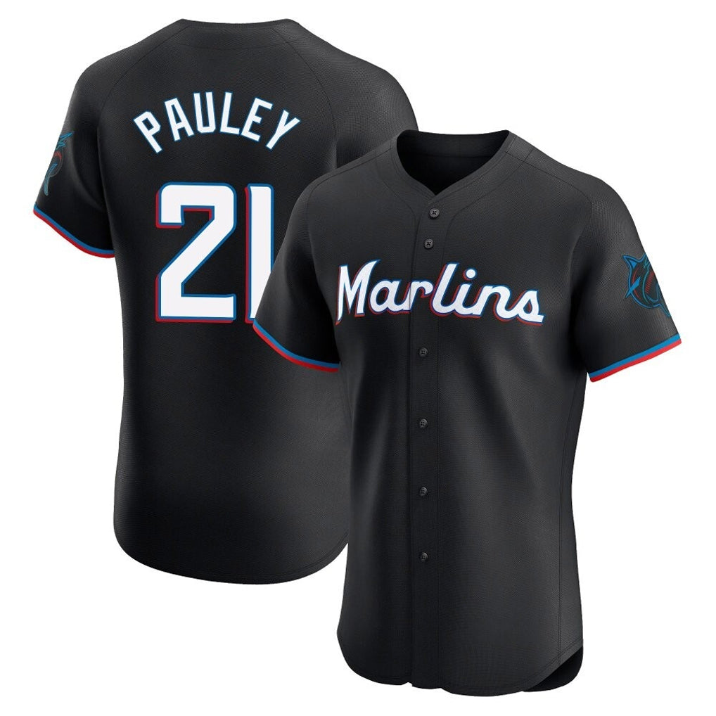 Blandc M.Marlins #21 Graham Pauley Player Black Vapor Home Limited Elite Stitched Jerseys